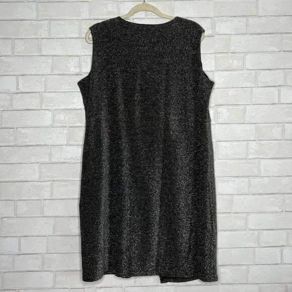 🖤 SERRA 🖤 metallic glitter shimmer wrap optic party dress size XL extra large - Picture 2 of 10